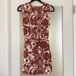 White and Brown Sleeveless Bodycon Mini Dress